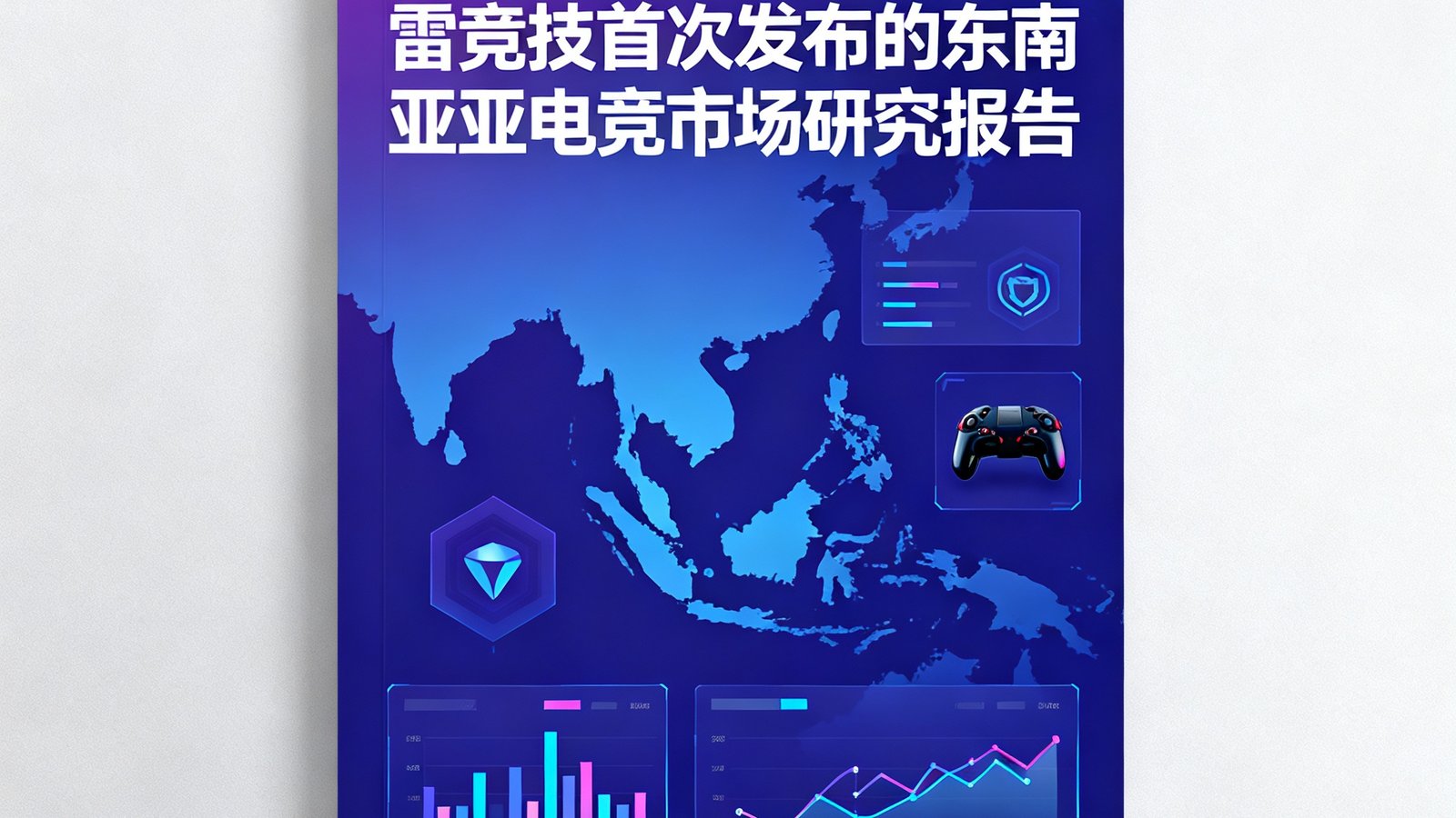 雷竞技首次发布的东南亚电竞市场研究报告，封面展示东南亚地图与电竞相关数据可视化元素